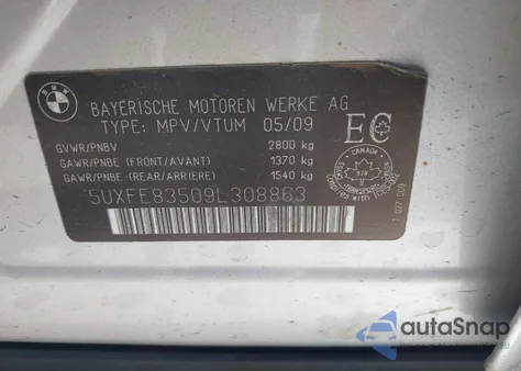 2009 BMW X5 xDrive48I from USA, damaged, VIN 5UXFE83509L308863